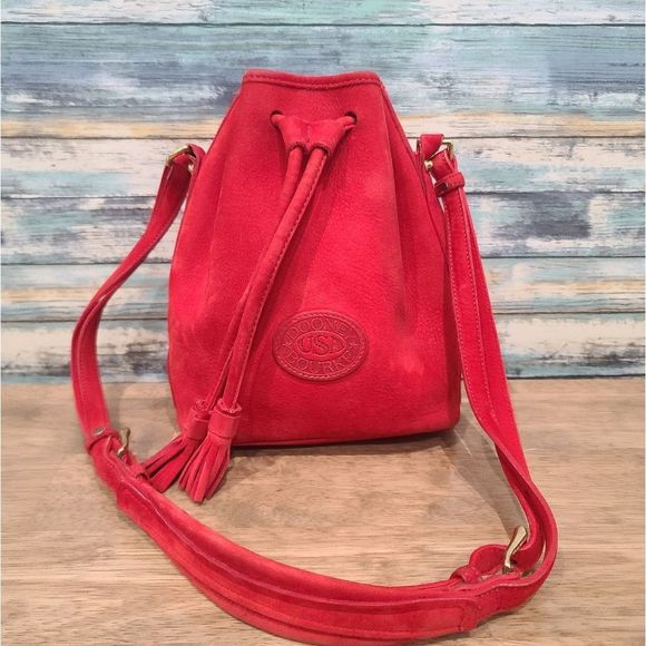 Dooney & Bourke Handbags - Dooney & Bourke Red Suede Bucket Bag